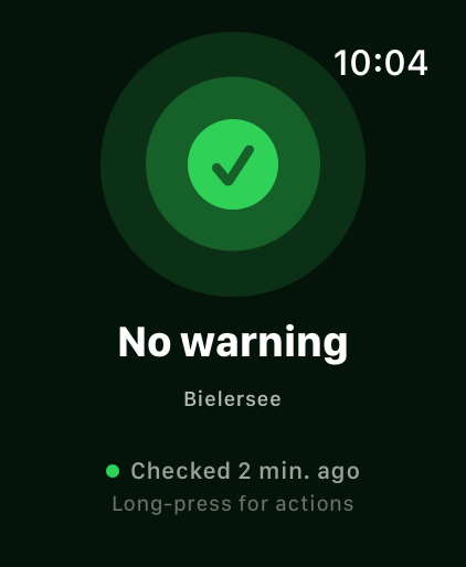LakeAlert Watch · No warning at Bielersee
