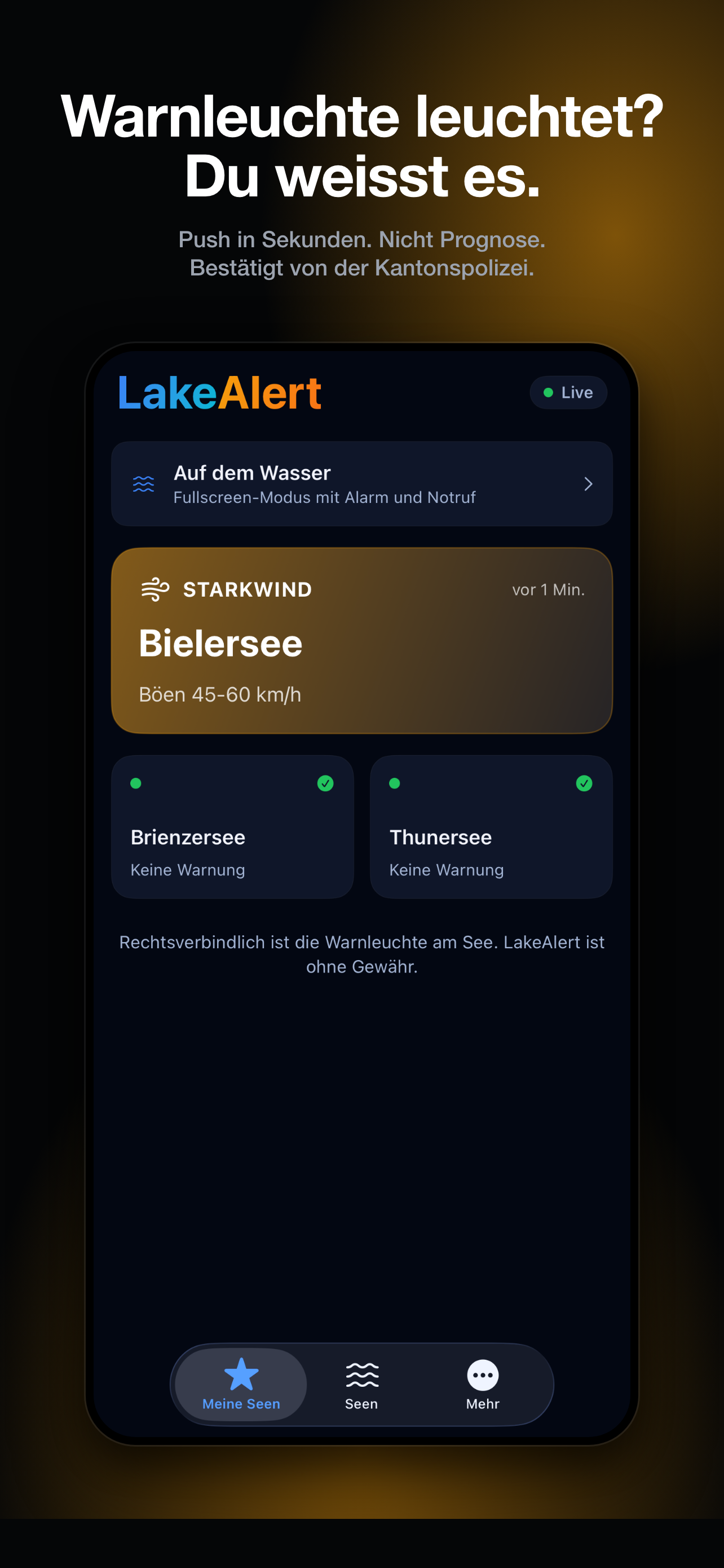Dashboard LakeAlert con allerta attiva