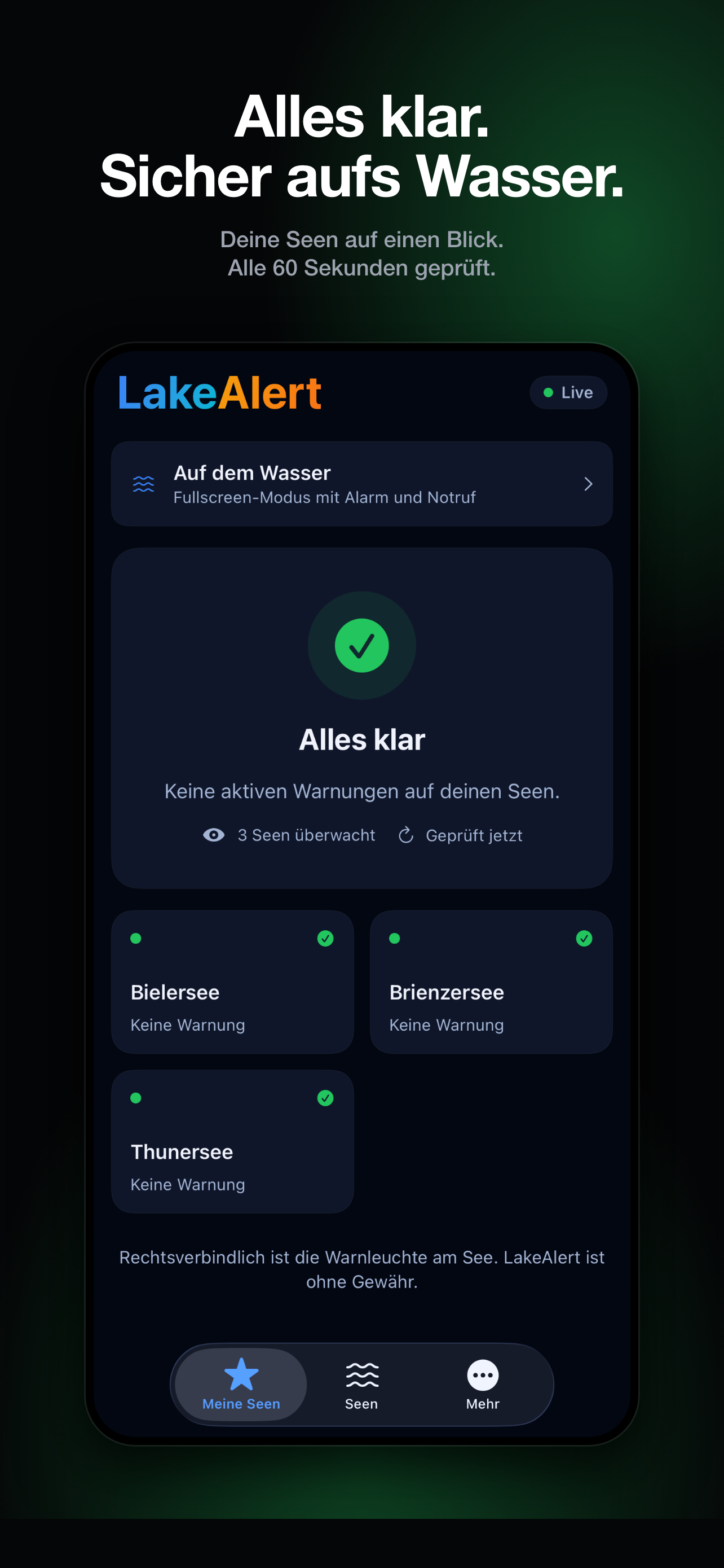 Dashboard LakeAlert senza allerte